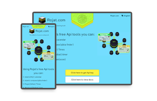 api.rojat.com पर Rojat का API सेवा अनुभाग