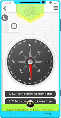 Islamic compass(qibla finder) section at a glance